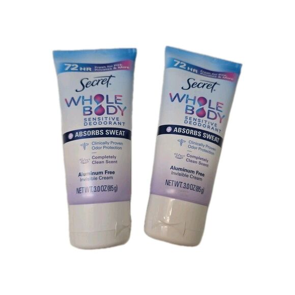 Pack Of 2 Secret Whole Body Invisible Cream Sensitive Deodorant, 3 oz - Picture 1 of 3